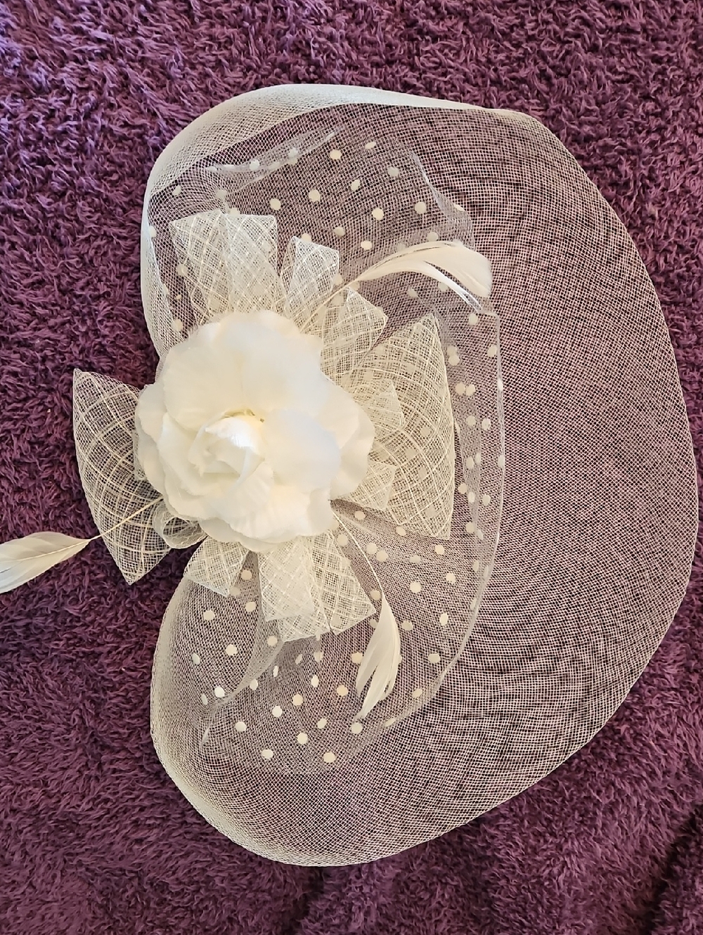 Source Unknown Ivory Floral Fascinator with Veil